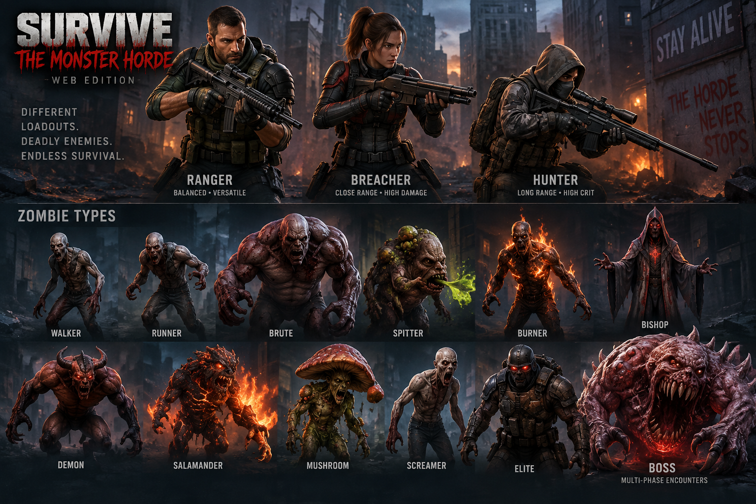 Survivors and monster horde